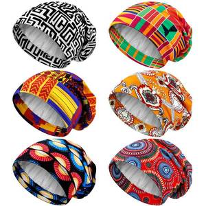 lot 12295 image: Sintege 6 Pcs Satin Lined Bonnet Sleep Chemo Hat Stretch Cancer Cap for Women Men Cancer Patient African Silk Soft Beanie(Bright Patterns)