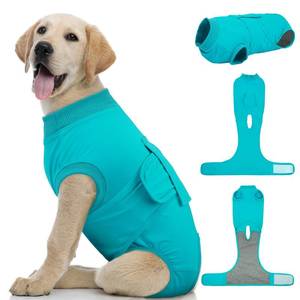 lot 12296 image: Kuoser Dog Recovery Suit for Dogs After Surgery, Soft Surgical Onesie for Female Male Dogs Spay Neuter, Anti-Licking Pet Bodysuit for Abdominal Wounds, Skin Disease, E-Collar Alternative, Lakeblue M