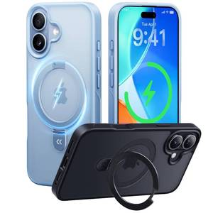 lot 12330 image: CASEKOO Ultra-Magnetic Stand for iPhone 17 Case Military Droptection Compatible with MagSafe Shockproof Translucent Matte Slim Ring Holder Casefor iPhone 17 Slim Phone Cover 6.3, Light Blue