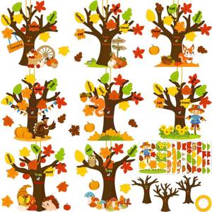 lot 12344 image: 80UncleKimby 32 Pack Thanksgiving Crafts for Kids Tree of Thanks Make Your Own Thanksgiving Tree Hanging Ornament Fall Activity Autumn Party Supplies