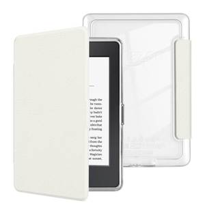 lot 12349 image: MOROCK Case for 6 Kindle Paperwhite 5th6th7th Generation 2012-2017 Released(Model No. EY21 & DP75SDI), Premium Lightweight PU Leather and PC Clear Acrylic Back Cover, Auto WakeSleep, White
