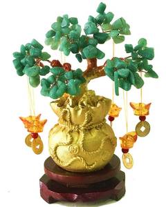 lot 12357 image: Picmoo Feng Shui CitrineCitrine Money Tree and Citrine Tree, Faucet Crystal TreeChinese Dragon Fortune Crystal TreeGift Tree (Green)