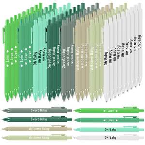 lot 12360 image: Sayglossy 50 Pcs Baby Shower Multi Color Ballpoint Pens Favors Bulk Ballpoint Pen with Black Ink Retractable Writing Pens for Favors Party Guests(Green Series,Sweet Baby)