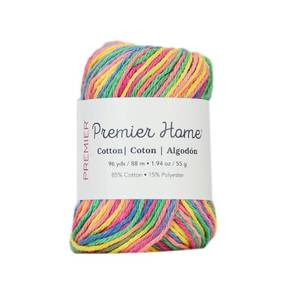 lot 12374 image: Premier Yarns Home Cotton Yarn, Ideal Knitting and Crochet Supplies, Made of Recycled Cotton, 96 yds, Rainbow