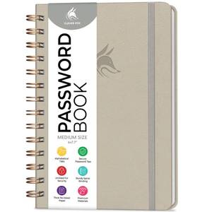 lot 12384 image: Clever Fox Password Book Spiral �� Internet Address & Password Organizer with Laminated Alphabetical Tabs �� Password Keeper Journal �� Hardcover, Medium Size, 6.1x7.7�� (Foggy Alps)