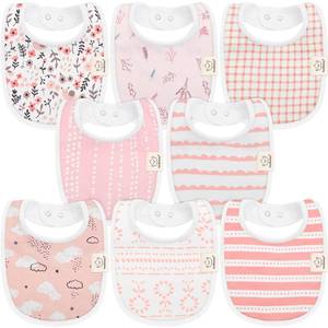 lot 12393 image: 8-Pack Organic Baby Bibs for Boys, Girls - Soft Cotton Drooling and Teething Bibs for Baby Girl & Boy, Extra Absorbent, Easy To Clean & Put On for Toddler, Newborn, Infant 0-24 Months (Sweet Charm)