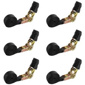 lot 12407 image: MUXHEL 6 Pcs Ratchet Tie Down Straps Heavy Duty, 1 Inch x 6.5 Feet Cargo Control Endless Ratchet Straps, Black Ratchet Strap for Cargo, Motorcycles, Luggage