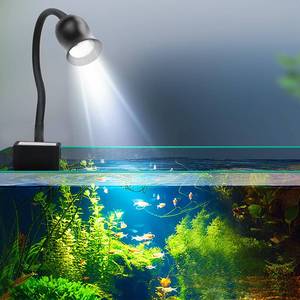 lot 12411 image: Wonming Aquarium Focus Light for Open Fish Tank Indoor LED Light Big Clip Lamp Adjustable Focus (White-Yellow with Timer)