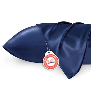 lot 12412 image: Bedsure King Size Satin Pillowcase Set of 2 - Navy Silky Pillow Cases for Hair and Skin with Envelope Closure, Similar to Silk Pillow Cases, Gifts for Women Men, 20x36 Inches, 2pcs