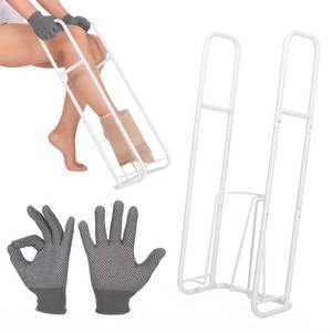 lot 13511 image: Upgraded Extra-Large Compression Sock Aid Device - Sock Aids for Compression Stocking - Helper Device for Putting on Hosiery - 14 in or More - 2024 Design (White)