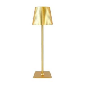 lot 13522 image: Mikasa 14.8-Inch Gold Rechargeable LED Lamp with Touch Control - Cordless Table Lamp, 3 Light Colors, Stepless Dimming, Gold Finish