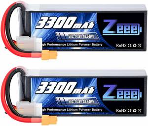 lot 14239 image: Zeee 14.8V 4S Lipo Battery 50C 3300mAh Soft Case Battery with XT60 Plug for RC Airplane Helicopter RC Boat UAV Drone FPV RC Car Truck Boat(2 Packs)