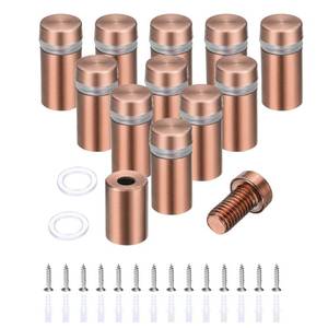 lot 14256 image: uxcell 12 Pcs 12 x 1 Standoff Screws Stainless Steel Wall Mount Sign Mounting Hardware Kit with 14pcs Screws for Hanging Acrylic Glass Signs Advertising Boards, Rose Gold