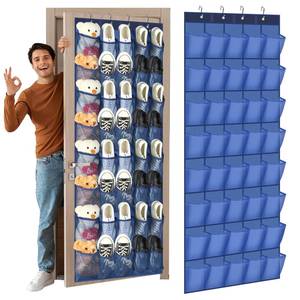 lot 14259 image: Windyun 40 Large Over the Door Hanging Shoe Organizer Navy Blue Mesh Pockets Shoe Rack for Closet Behind Door Hanger Storage Holder Nonslip for Cruise Essentials, Dorm Room Storage, Utility Room