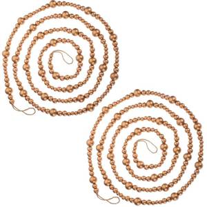 lot 16228 image: Boao 20 Feet Christmas Wooden Beads Garland Gold Christmas Tree Garland Wall Hanging Prayer Beads for Holiday Home Rustic Farmhouse Natural Boho Decor