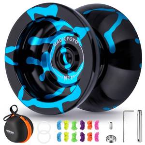 lot 16240 image: MAGICYOYO N11 Professional Unresponsive Yoyo for Advanced, Dual Mode Metal Trick Yo-Yo with Ressponsive Yoyo Bearing for Kids Beginner, Includes 12 Yo yo Strings, Bearings Kit & Carry Bag (Black Blue)
