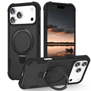 lot 16264 image: HIGLYCASE Compatible with iPhone 17 Pro Case with Invisible Magnetic Ring Stand Compatible with Magnetic Military Drop Protection Shockproof Slim Hard Back Soft Edge Case 6.3 Inch, Black