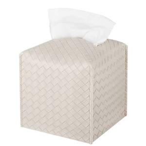 lot 16278 image: Tissue Box Cover PU Leather Tissue Holder Square Facial Tissue Case Facial Paper Organizer Dispenser for Bathroom, Vanity Countertop, Tabletop, Car, Griege