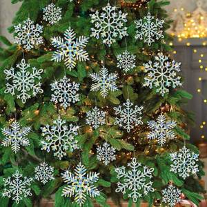 lot 16281 image: 36 Pack Christmas Ornaments Snowflakes Decorations - Iridescent Plastic Snowflakes Hanging Decorations for Winter Holiday Christmas Birthday Party Decoration Supplies