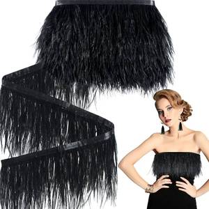 lot 16292 image: Janinka 10 Yards Black Ostrich Feathers Trims 3-4 Inch Feathers Fringe Trim Ribbon for DIY Dress Sewing Crafts Halloween Costumes Accessories