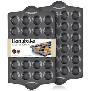 lot 16304 image: HONGBAKE mini muffin pan nonstick 24, Cupcake Tin for Baking, Commercial Small Cup Cake Tray for Cheesecake, 1.8dia, Heavy-duty, Gray