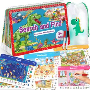 lot 16312 image: Search and Find Book for Kids Ages 4-6,3-8, Reusable Activity Pad with 24 Toddler Activities Books, Educational Toys for 3 Year Old, Toddler Airplane Travel Essentials, Travel Toys for Kids 4-8