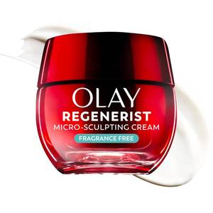 lot 16320 image: Olay Face Moisturizer, Regenerist Micro-Sculpting Cream for Women, Fragrance-Free - Anti-Aging, Anti-Wrinkle, Firming Skin Care - Triple Collagen Cream, Peptide, Hyaluronic Acid, Niacinamide, 1.7oz