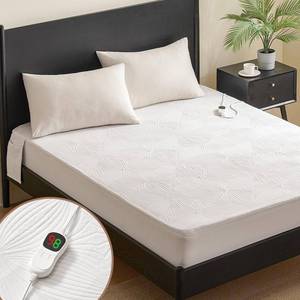 lot 17094 image: Homemate Heated Mattress Pad Full Size - 3D Knitted Jacquard Electric Mattress Pad Full Bed Warmer with Dual Controller, 10 Heated Setting - Auto Off 8 Hours, Fit Up to 30 Inch, 75x54