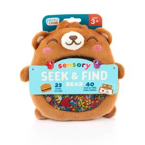 lot 18121 image: Chuckle & Roar Sensory Seek & Find Scavenger Hunt Bear �� Plush Travel Toy with Hidden Objects, 40 No-Reading Challenge Cards, Sensory Activity for Focus & Calm, Toddler Gift Ages 3
