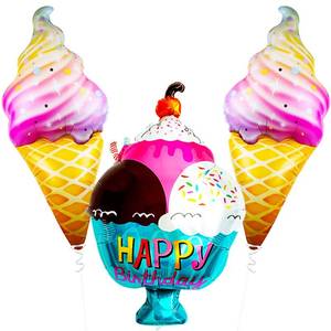 lot 18124 image: KatchOn, Huge Ice Cream Balloon - 37 Inch, Pack of 3  Mylar Foil Balloon For Ice Cream Party Decorations  Happy Birthday Decorations  Sweet One Balloons For Birthday Party D�cor
