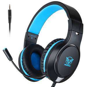 lot 18130 image: H-10 Gaming Headset for PS4, Xbox One, PC, PS5, Nintendo Switch, Stereo Wired Noise Cancelling Over Ear Headphones with Mic for Kids Adults, Bass Surround, Soft Memory Earmuffs, Blue