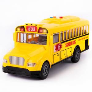 lot 18133 image: ArtCreativity Yellow School Bus Toy with Flashing Lights & Sound, Friction Powered 116 Scale School Bus Toy for Kids with 4 Sounds & Lights, Back & Side Doors Open, Easter Gifts for Kids Ages 3
