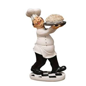 lot 18136 image: KiaoTime Chef Figurine for Kitchen Decor, Italian Chef Holding A Plate of Pasta Figurines Chef Statue for Countertop, Cabinet, Cupboard Decoration for Home Kitchen Cook Restaurant D�cor