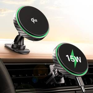 lot 18141 image: GuMosh for Magsafe Car Mount Charger 2025 New Qi2 Certified-15W, 360° Rotatation Dash & Vent Wireless Car Charger, for iPhone 17 16 15 14 13 12 Series, for Magnetic iPhone Car Accessories, Black