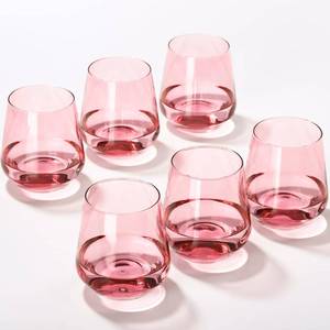 lot 18144 image: CLUSIVC Pink Stemless Wine Glasses Set of 6 - Pink Stemless Drinking Glasses 17oz,Blush Stemless Glassware for Beverages and Wine - Set for Holiday Home and Bar Use New Year Gifts