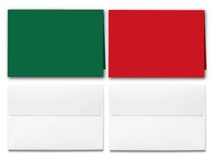 lot 18148 image: Blank Christmas Greeting Cards - Holiday Red and Green 5 x 7 Half Folding Cards with White Envelopes - Makes 50 Sets