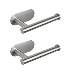 lot 18156 image: NearMoon Toilet Paper Holder Self Adhesive, Premium Thicken SUS304 Stainless Steel Rustproof Adhesive Toilet Roll Holder no Drilling for Bathroom, Kitchen, Washroom (2 Pack, Brushed Nickel)