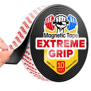lot 18167 image: Super Sticky Magnetic Tape (10 feet x 1 inch) - Stong Magnet Strip with Adhesive Backing for DIY & Crafts - Easy to Cut and Mount on Fridges, Whiteboards & More