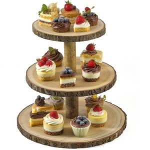 lot 19112 image: Cupcake Stand Wood Dessert Stands 3 Tier Cupcake Tower Large Cupcake Display Stand Rustic Cupcake Tier Stand for Woodland Baby Shower Decorations,Wedding,Birthday,Party,Farmhouse Decor