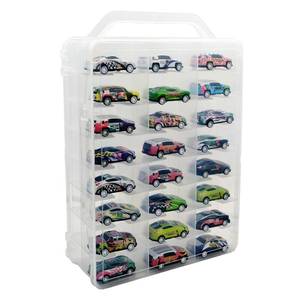 lot 19115 image: Adevar Double Sided 164 Scale Toy Car Storage Case Compatible with Matchbox Car Hot Wheels Storage Case,46 Slot Transparent Organizer for 48 Toy Cars,Case Only