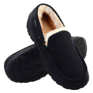 lot 19121 image: Vonair Mens Moccasin Slippers Memory Foam House Shoes Indoor Outdoor Slip on Slippers with Rubber Sole Moccasins for Men 14 US Black