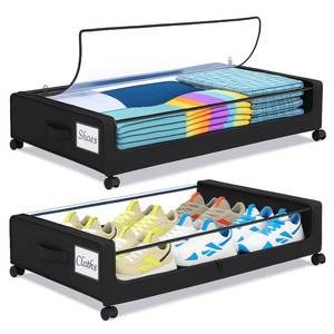 lot 19122 image: ESSENTIX Under Bed Storage with Wheels Set of 2 - Rolling Under Bed Drawers, Storage Containers, Shoe Organizers, and Wheeled Bins for Under the Bed, Perfect for Organizing and Saving Space (Black)
