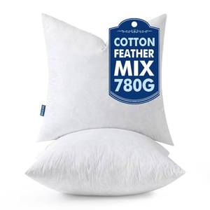 lot 19127 image: MIULEE Pillow Inserts 20x20 Inch Set of 2, Feather Mix Polycotton with Cotton Fabric Square Decorative Throw Pillows for Couch Bed Sofa