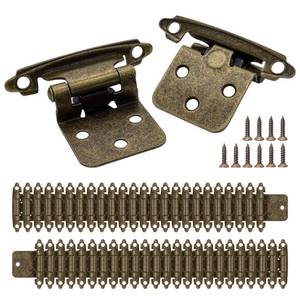 lot 19139 image: 12 Overlay Kitchen Cabinet Hinges Antique Brass, 50 Pack(25 Pairs) 12 Inch Overlay(Variable) Cabinet Door Hinges for Face Frame Kitchen Cabinet