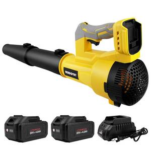 lot 19153 image: Leaf Blower Cordless, 6 Speed Levels Electric Leaf Blower with 2 x 4.0Ah Batteries and Charger, 580CFM & 160MPH, 4.3 lbs Lightweight, for Lawn Care, Yard, Garage, Blowing Leaves, Dust or Snow