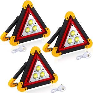lot 19157 image: Huquary LED Emergency Warning Triangle, Rechargeable Portable Flashing LED Warning Triangle Light with 4 Modes, Safety Hazard Light for Car Truck RV Vehicle Roadside, Batteries Not Included(3 Pack)