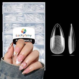 lot 20269 image: Almond Nail Tips 240pcs Pointed Almond Soft Gel Nail Tips, Pre-shape Short Nails, Half Matte Full Cover Clear Acrylic Fake Press On Nails for Nail Extension Home Nail Art 12 Sizes Gelly Tips