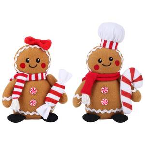 lot 20284 image: BWFY Christmas Gingerbread Man Plush Toys Set of 2, Festive Gingerbread Couple Stuffed Animals with Candy Props, Xmas Decorations & Gifts, Christmas Holiday Home Decor