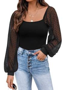 lot 20317 image: DOROSE Womens Long Sleeve Tops Lace Casual Blouses T Shirts Black Medium
