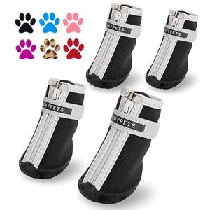 lot 20322 image: QUMY Dog Shoes for Small Dog, Puppy Dog Boots & Paw Protectors for Winter Snow Day, Summer Hot Pavement, Waterproof in Rainy Weather, Outdoor Hiking, Indoor Hardfloor withS Kid-Resistant Sole Black 5